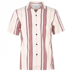 Farah Vintage Farah V Neck Striped Short Sleeve Shirt - 253 Cream