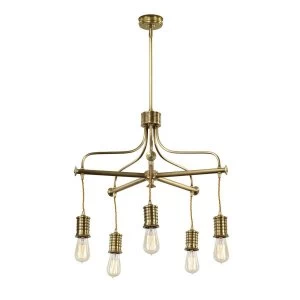 5 Light Chandelier Brass Finish, E27