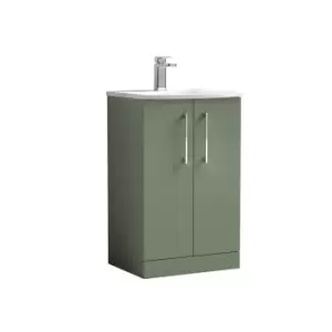 Nuie Arno 500mm Floor Standing 2 Door Vanity & Basin 4 Satin Green