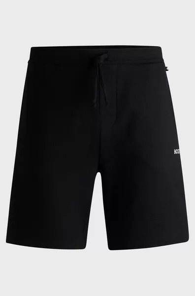 BOSS Bodywear Waffle Cotton-Blend Jersey Lounge Shorts - L Black Underwear and Nightwear male 50480828-001 L