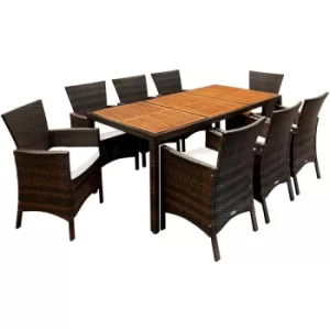 Deuba Garden Furniture Dining Table and Chairs Set 8 Seater Wooden Top Outdoor Patio Acacia Wood