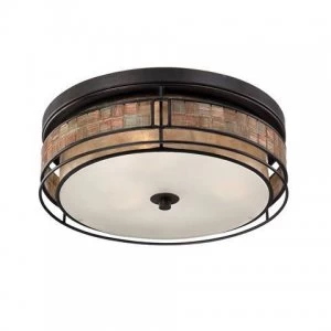 3 Light Large Flush Mount Ceiling Light Renaissance Copper, E27