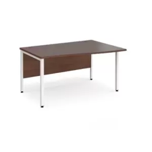 Office Desk Right Hand Wave Desk 1400mm Walnut Top With White Frame Maestro 25 MB14WRWHW