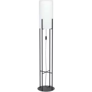 Loops - Standing Floor Lamp Light Black & White Fabric 1 x 60W E27 Bulb Living Room