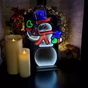 56cm LED Infinity Light Snowman Waving