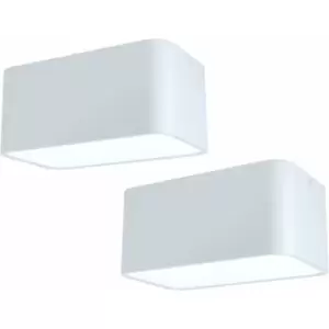 Loops - 2 pack Wall / Ceiling Light White Aluminium Twin Downlight 1x 28W E27 Bulb