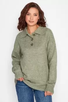 Tall Long Sleeve Button Jumper