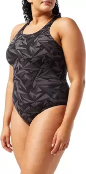 Speedo Hyperboom Allover Medalist Swimsuit Black/Silver 36"