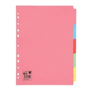 5 Star Subject Dividers Multipunched Manilla Board 5-Part A4 Assorted