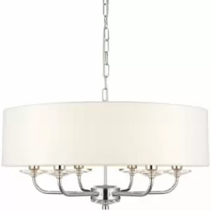 Multi Light Ceiling Pendant 6 Bulb nickel & white Chandelier Large Shade Lamp