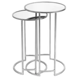 Silves Set of 2 Metal Mirrored Round Side Table Silver