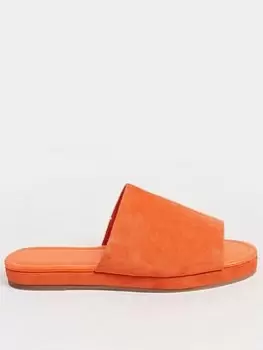 Long Tall Sally Flat Micro Mule - Orange, Size 12, Women