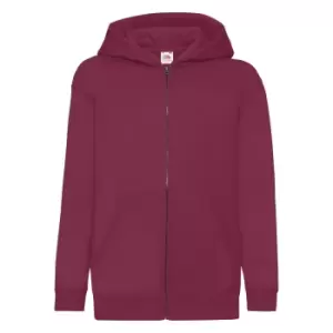 Fruit Of The Loom Childrens/Kids Unisex Hooded Sweatshirt Jacket (7-8) (Burgundy)