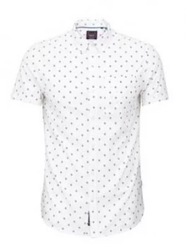 Superdry Classic Seersucker Short Sleeve Shirt, White, Size L, Men