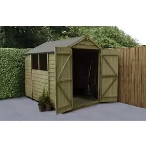 Forest Garden 8 x 6ft Apex Overlap Pressure Treated Double Door Shed