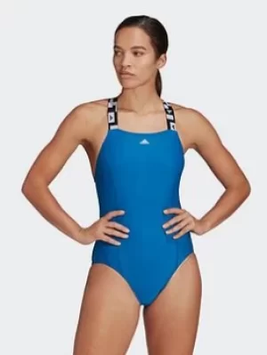 adidas Tape Swimsuit, Blue, Size 36, Women