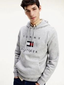 Tommy Hilfiger Flag Hilfiger Pullover Hoodie - Grey, Size L, Men