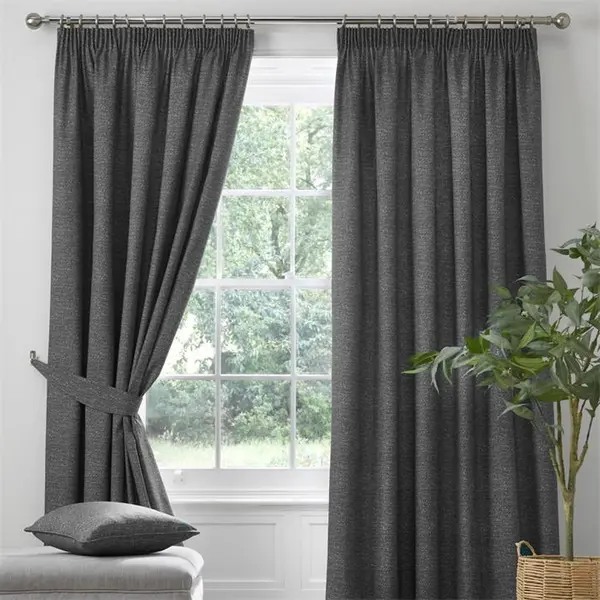 Dreams and Drapes Pembrey Brushed Cotton Curtains with Tie-Backs Pencil Pleat Curtains 66x54in Beige 38031904003