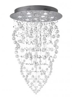 Ceiling Cluster Pendant Cone 9 Light Polished Chrome, Crystal