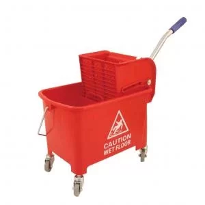 Mop Bucket Mobile Colour Coded with Handle 4 Castors 20 Litre Red