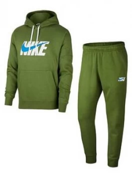 Nike Hooded Fleece Graphic Tracksuit - Green, Size L, Men