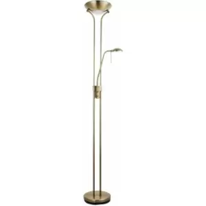 Loops - Mother & Child Floor Lamp Antique Brass 1.8m Twin Light Dimmer Flexible Reading