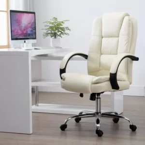 Vinsetto Office Chair, 360° Swivel, PU Leather-Beige