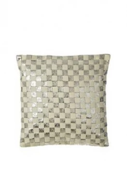 Premier Housewares Kensington Townhouse Checkerboard Cushion - Silver