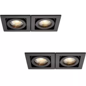 2 PACK Twin Recessed Boxed Downlight - 2 x 50W GU10 Reflector - Matt Black