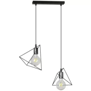 Emibig Dex Black Bar Pendant Ceiling Light 2x E27