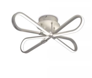 Flush Ceiling Light 40W LED 3000K, 3500lm, Polished Chrome, Frosted Acrylic