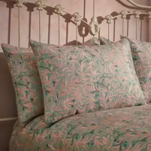 Malory Traditional Floral Printed Piped Pillowcase Pair Blush