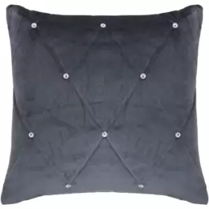 Paoletti New Diamante Embellished Cushion 45x45cm Pewter - Pewter