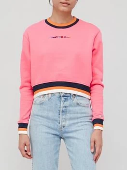 Tommy Jeans Cropped Tipping Crew Neck Jumper - Pink Size XS Women