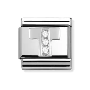 Nomination Classic Silver & CZ Letter T Charm