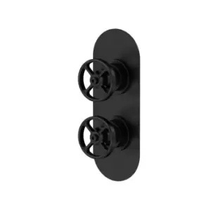 Hudson Reed Twin Valve With Diverter - Matt Black