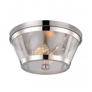 2 Light Flush Mount Ceiling Light Polished Nickel, E27