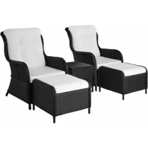 Tectake - Rattan garden set Benissa w/ aluminium frame (2+2) - Rattan garden furniture set, rattan garden furniture, rattan furniture - Black - black