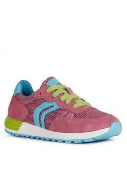 Geox Girls Alben Lace Up Trainer, Fuchsia, Size 1 Older