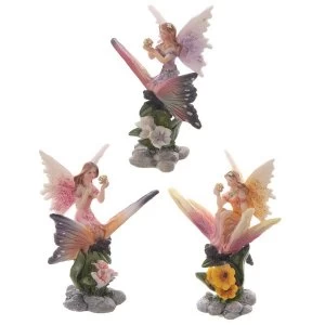 Flower Fairy Riding Butterfly Figurine (1 Random Supplied)