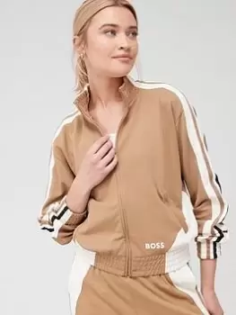 BOSS Econy Zip Through Track Top - Beige, Beige, Size S, Women