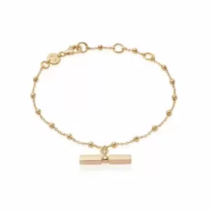 Daisy London Jewellery 18ct Gold Plated Sterling Silver Stacked T Bar Bracelet 18Ct Gold Plate