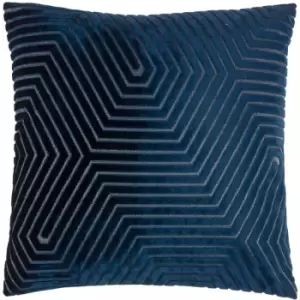 Paoletti - Evoke Geometric Cut Velvet Cushion Cover, Navy, 45 x 45 Cm