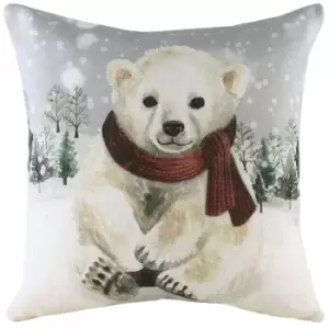 Snowy Polarbear Cushion Multicolour, Multicolour / 43 x 43cm / Polyester Filled