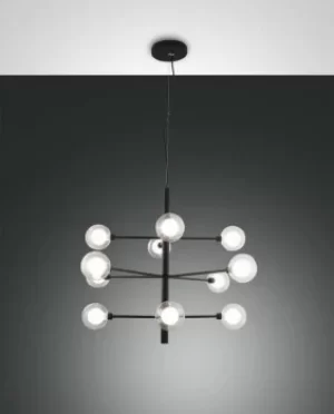 Dalila Multi Arm Pendant Ceiling Light Black Glass, G9