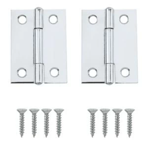 Lightweight Chrome Effect Metal Butt Hinge Pack of 2