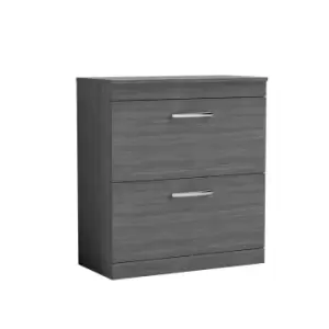 Nuie Athena 800 Floor Standing 2-drawer Vanity & Worktop - Grey Woodgrain