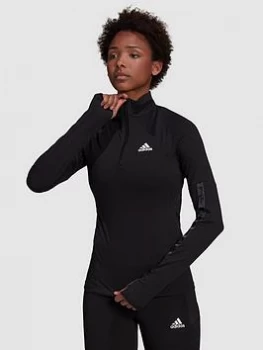 adidas Motion Half-Zip Long Sleeve Top - Black, Size XL, Women