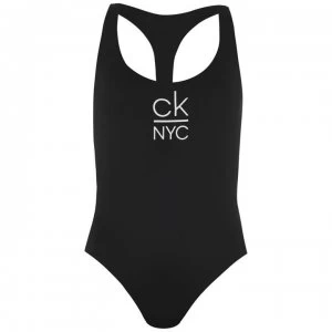 Calvin Klein NYC Racer Back Swimsuit - Black BEH