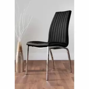 Furniture Box 2 x Black Isco Modern Chrome Metal Faux Leather Deep Foam Padded Contemporary Dining Chairs